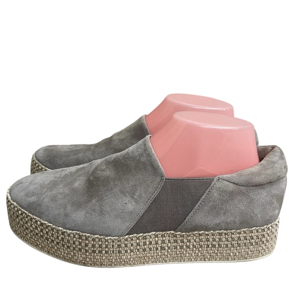 Vince Womens Sz 8.5 Platform Espadrille‎ Slip On Suede Sneakers Shoes Beige Gray